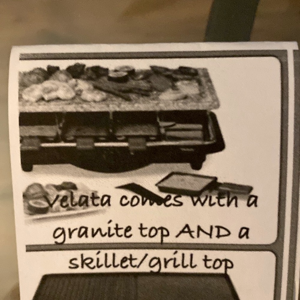 NIB- Velata Raclette Tabletop European -Korean Grill for 8- Family Style!